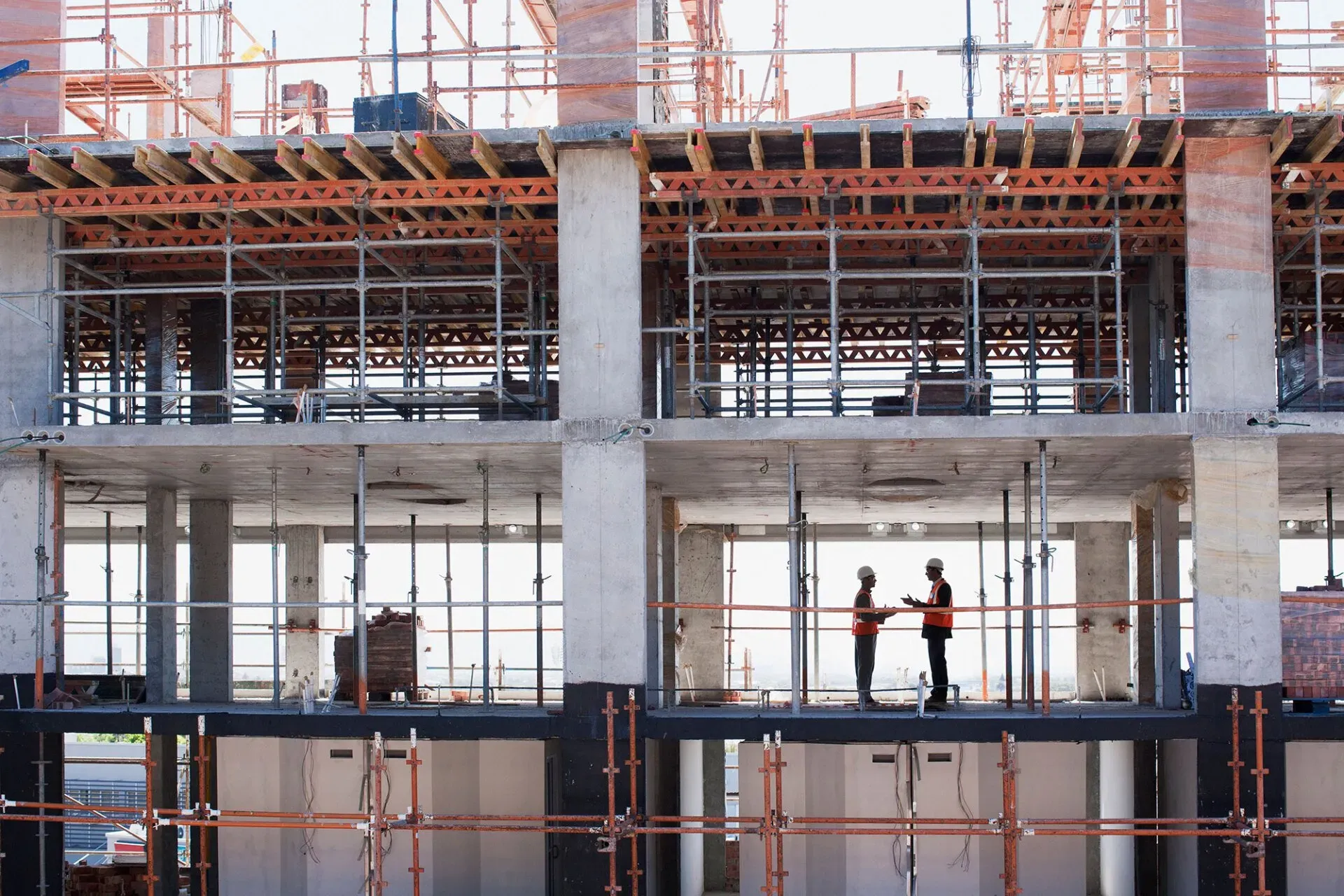 Construction workers at building site